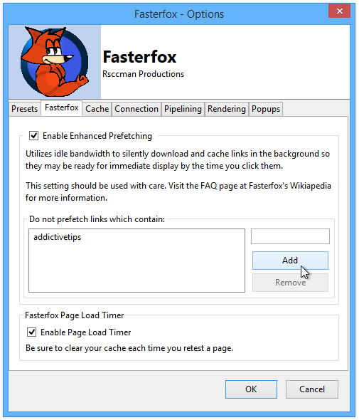 Fasterfox - Opzioni - Precaricamento