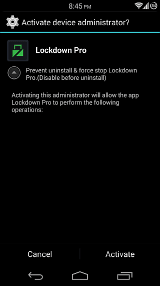 Lockdown Pro per Android 07