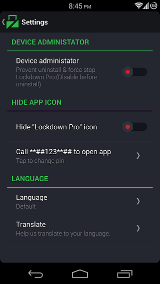 Lockdown Pro per Android 06