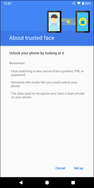 Menu Trusted Face di Android