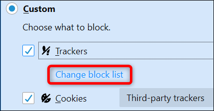 Fare clic su Modifica elenco di blocco