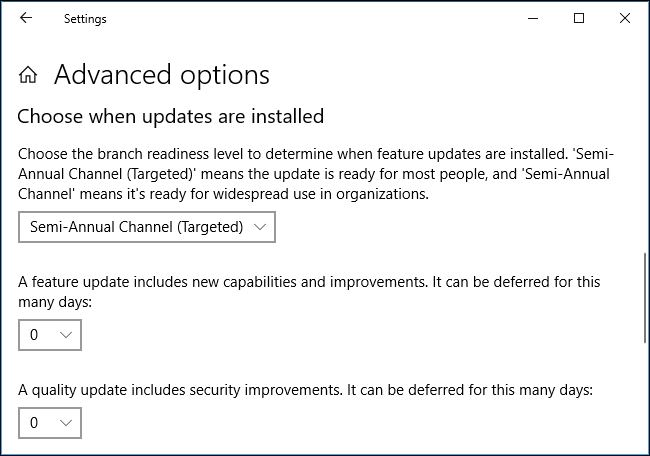 Opzioni avanzate per sospendere e ritardare gli aggiornamenti su Windows 10