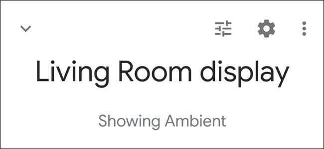 App Google Home che mostra l'intestazione del display del soggiorno con il testo 