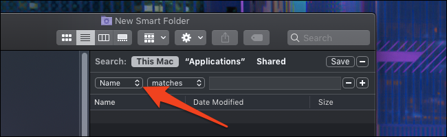 Opzioni della cartella smart di macOS