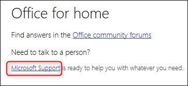 Il collegamento al supporto Microsoft