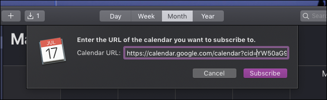 URL ics del calendario macOS