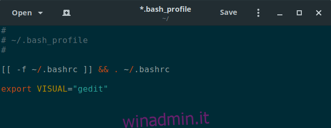 linea di esportazione in .bash_profile