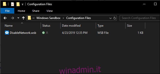 file di configurazione in Esplora file