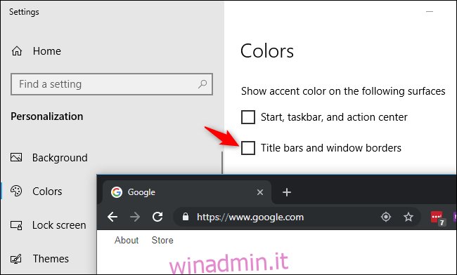 Scegliere il colore della barra del titolo di Chrome su Windows