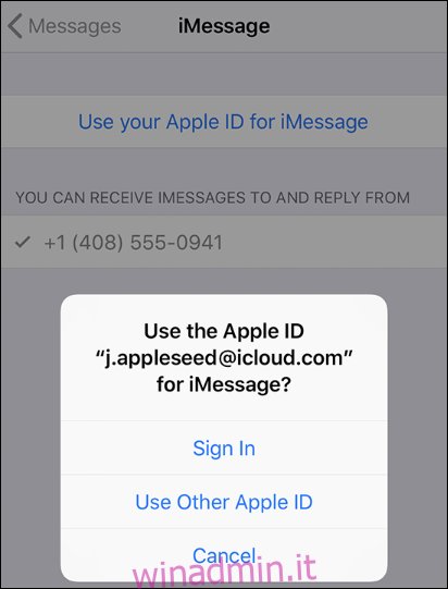 ID Apple per iMessage