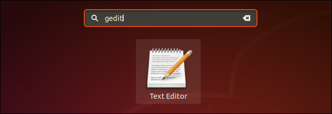 Avvio di gedit dal menu delle applicazioni sul desktop GNOME di Ubuntu