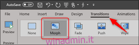 Transizione Morphing in PowerPoint
