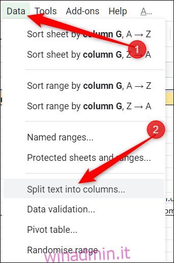 Fai clic su Dati> Dividi il testo in colonne “width =” 342 ″ height = “515” onload = “pagespeed.lazyLoadImages.loadIfVisibleAndMaybeBeacon (this);”  onerror = “this.onerror = null; pagespeed.lazyLoadImages.loadIfVisibleAndMaybeBeacon (this);”> </p>
<p> Fogli ha alcune opzioni comuni tra cui scegliere quando suddividi i dati nel documento, ad esempio virgola, punto e virgola, punto e spazio.  Per questo esempio, utilizzeremo “Spazio” come separatore, poiché è presente uno spazio tra i nostri set di dati. </p>
<p> Fai clic sul menu a discesa, quindi scegli “Spazio” dall’elenco delle opzioni del delimitatore. </p>
<p> <img loading =
