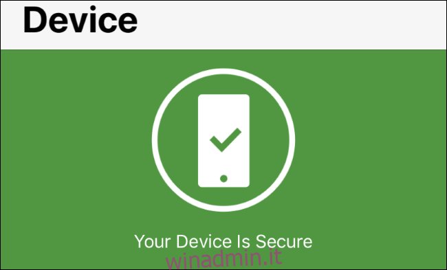 Stato degli avvisi del sistema operativo in Norton Mobile Security per iOS