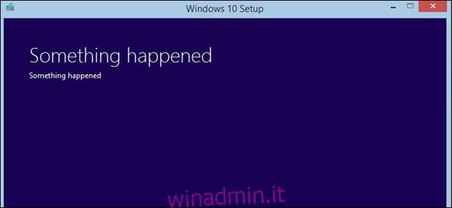 Messaggio di Windows 10 Something Happened