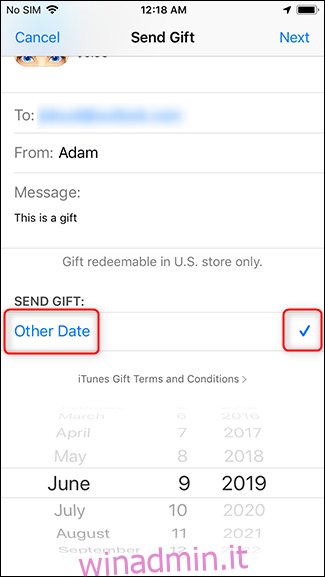 modificare la data di consegna del regalo