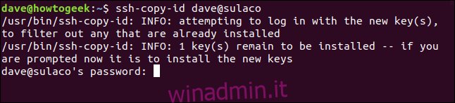 ssh-copy-id con richiesta password in una finestra di terminale