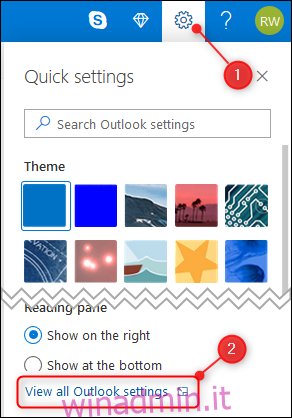 L'opzione delle impostazioni di Outlook.
