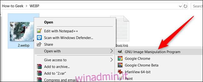 Apri un WebP con un'applicazione alternativa su Windows