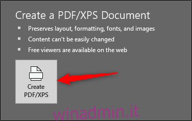Crea file PDF o XPS