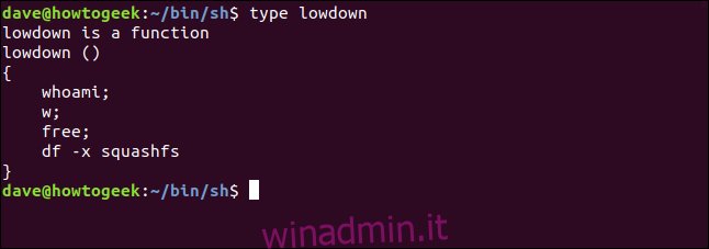 digitare lowdown in una finestra di terminale