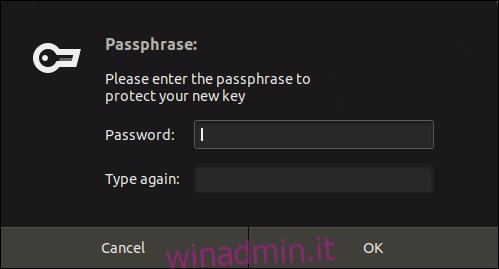 finestra passphrase gpg