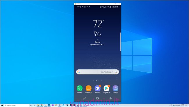 Mirroring dello schermo di un telefono Samsung Galaxy su un desktop Windows 10 tramite USB