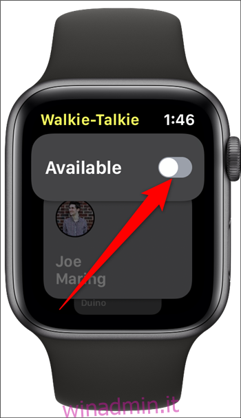 Walkie Talkie di Apple Watch Disattiva