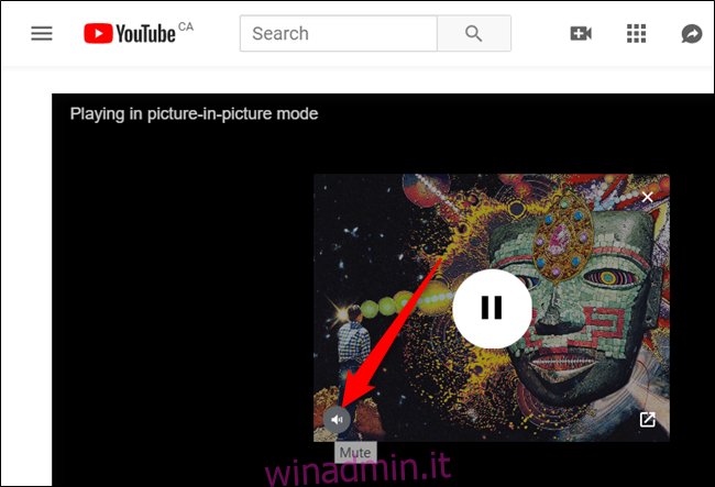 Passa il cursore del mouse sul video, quindi fai clic sull'icona dell'altoparlante per disattivare l'audio del video