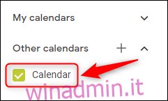 Il calendario di Outlook visualizzato in Google Calendars.
