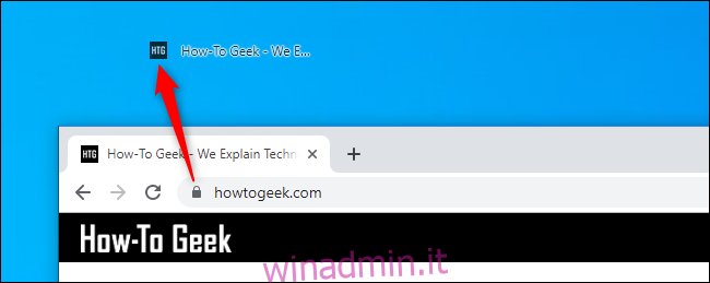 Creazione di un collegamento di collegamento sul desktop a una pagina Web con Google Chrome su Windows 10