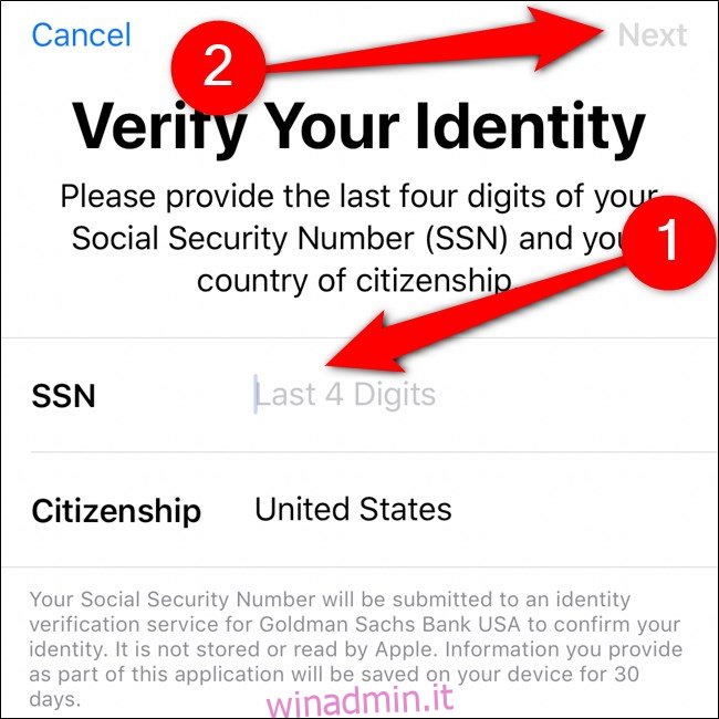 iPhone Wallet Verifica la tua identità