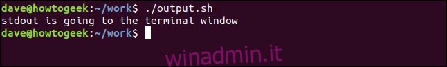 output dello script in una finestra di terminale