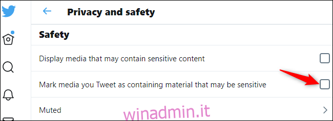 Impedire che i tuoi tweet vengano contrassegnati come contenuti sensibili