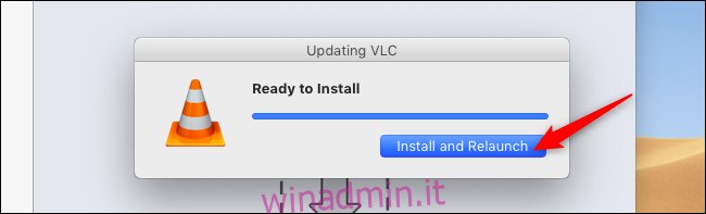 Riavvia VLC dopo l'aggiornamento su un Mac