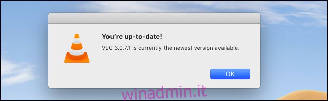 VLC per Mac dice che sei aggiornato