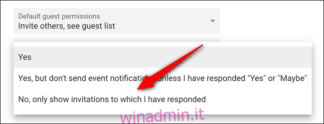 Google Calendar Seleziona No Only Invites Responded