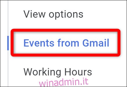 Google Calendar Seleziona Eventi da Gmail