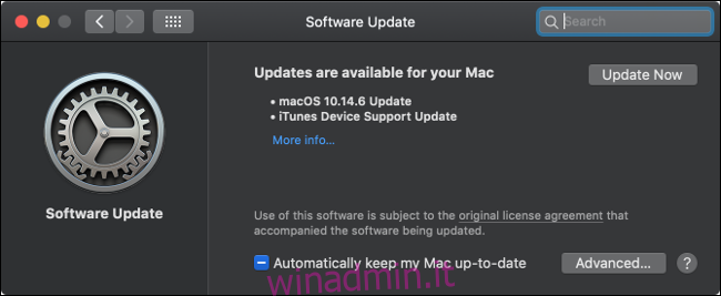 Aggiornamento software macOS