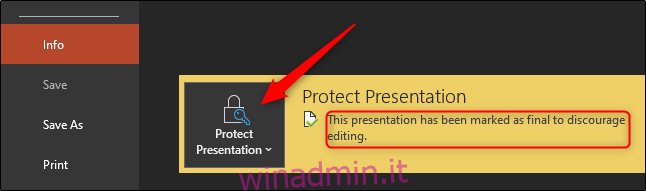 proteggere la presentazione