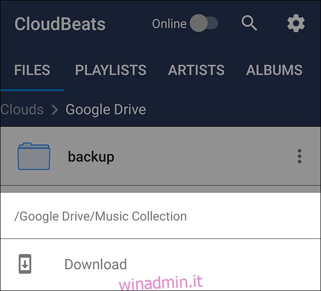 Opzione di download della cartella Google Drive di Cloudbeats