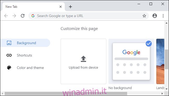 Nuove opzioni di personalizzazione di Chrome 77.