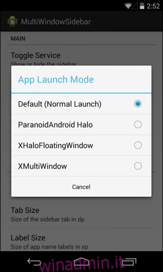 MultiWindow Sidebar_Launch Mode