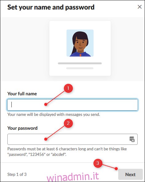 Le caselle di testo per inserire il tuo nome e password.