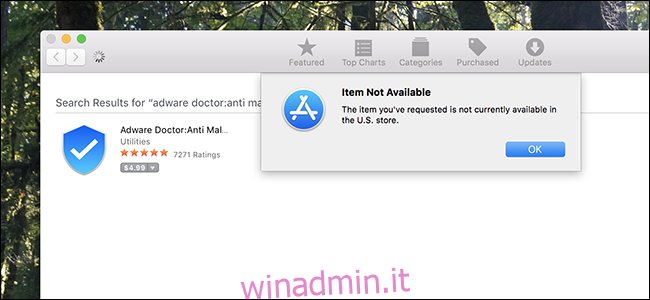Adware Doctor sul Mac App Store.
