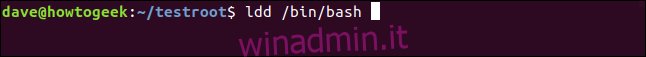 ldd / bin / bash in una finestra di terminale