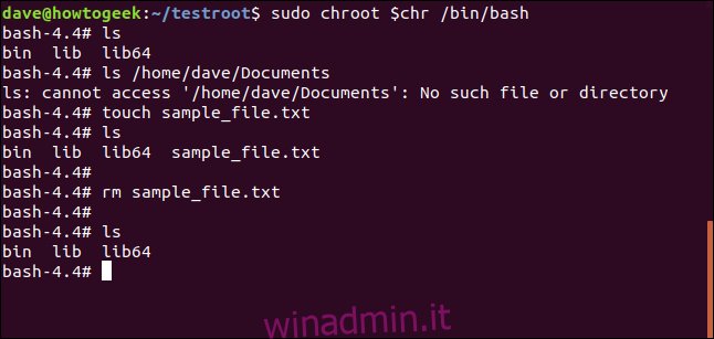 toccare sample_file.txt in una finestra di terminale