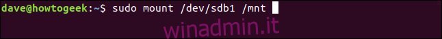 sudo monta / dev / sdb1 / mnt in una finestra di terminale