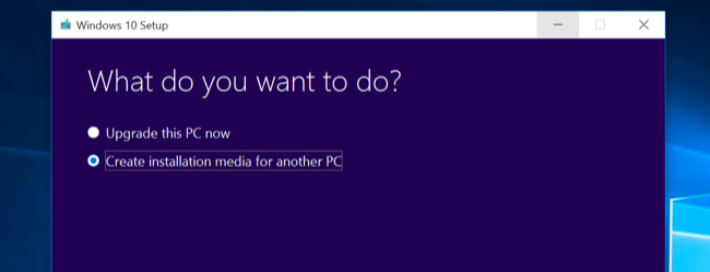 finestra di dialogo di installazione di Windows 10