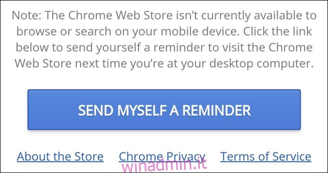 Invia a te stesso un promemoria per controllare il web store di Chrome.